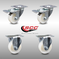 Service Caster 3 Inch SS Nylon Wheel Swivel Top Plate Caster Lock Brake 2 Rigid SCC, 2PK SCC-SSTTL20S314-NYS-2-R-2